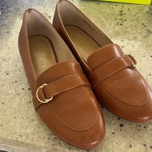 Talbots Women's Tan Loafers with Gold Buckle